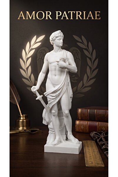 uAmor Dekoratif Roma Savaşçısı Biblosu - Antik Tarz Beyaz Heykel (15cm)