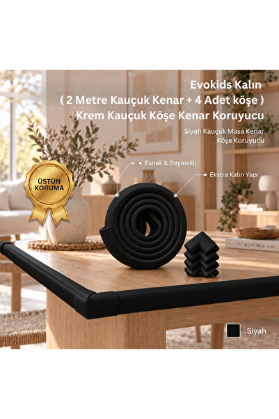 Evokids سميك (2 متر من الحواف المطاطية + 4 زوايا) واقي حواف الزوايا من المطاط...