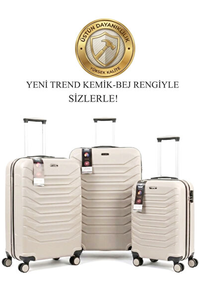 YEFA POLİPROPİLEN KALIN KIRILMAZ GÖVDELİ 3 LÜ VALİZ SETİ