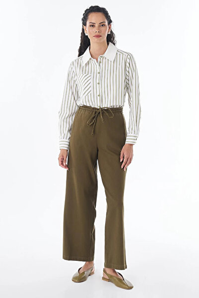 Kayra Lace-Up Lyocell Trousers Dark Khaki