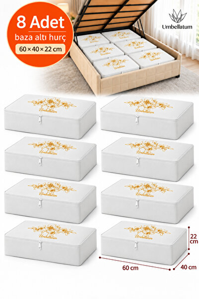 umbellatum 8 Adet Beyaz Baza Altı Düzenleyici Hurç Baza Altı Büyük Boy Saklam...