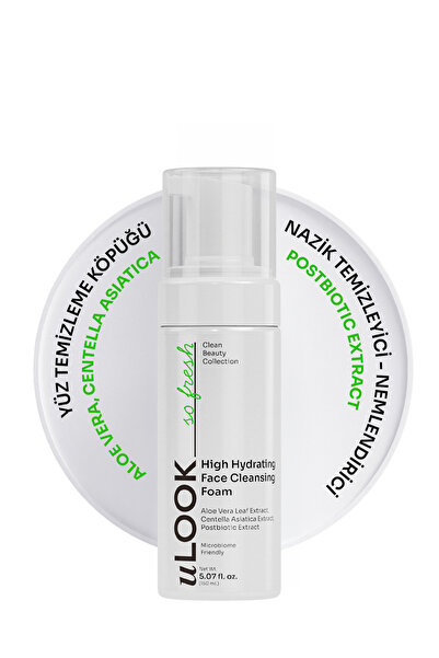 uLOOK Nemlendirici Yüz Temizleme Köpüğü 150 ml – Aloe Vera ve Centella İçeren...