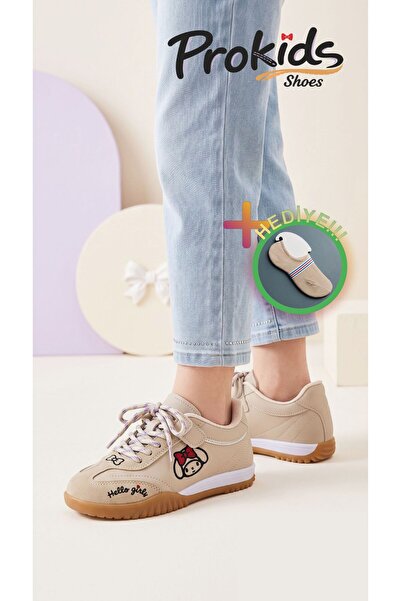 Prokids My Melody Kız Çocuk Okul Ayakkabısı - Cırtlı Sneaker + çorap hediye