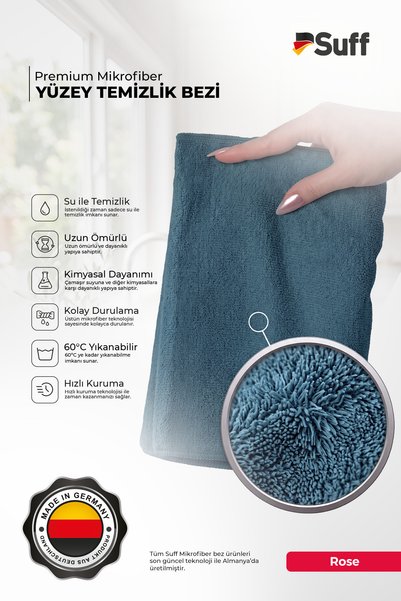 Suff Rose Microfiber Surface Cleaning Cloth Large Size Glass and Mirror Cleaning Cloth 70X50 cm Blue