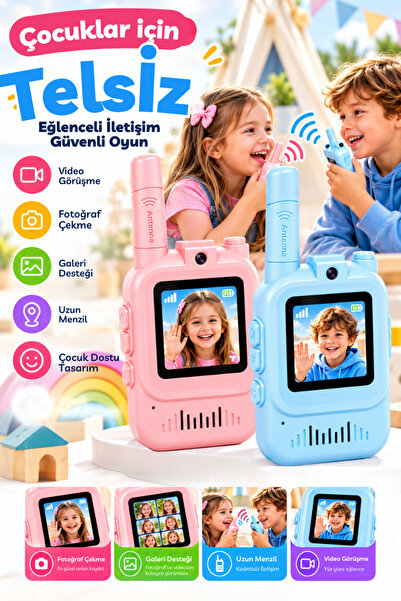 CROW'S TECH Görüntülü Çocuk Telsizi Eğitici Oyuncak Uzun Pil Ömürlü Ses Efekt...