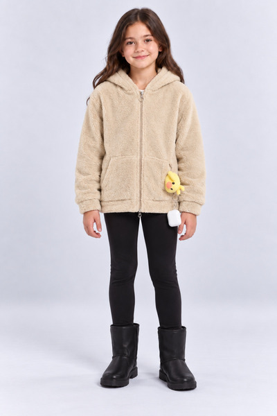 AHENGİM Girl's Hooded Plush Coat with Zipper Pockets and Duck Accessory Soft ...