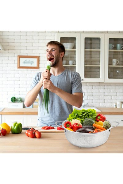 Choice3 مصفاة مطبخ كبيرة لغسل الفاكهة، سلة مصفاة من الفولاذ المقاوم للصدأ، مص...