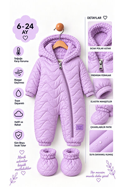 PonçiKids Bebek Kozmonot Tulum Kışlık Astronot Tulum Polar Astarlı Suya Dayan...