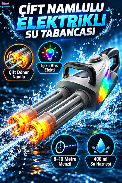 Brother Toys Makineli Otomatik Atış Yapan Işıklı Elektrikli Minigun Model Su ...