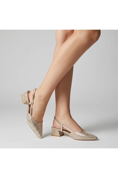 topuksarayı Glow Gold Glittery Points. Burun Heeled Shoes