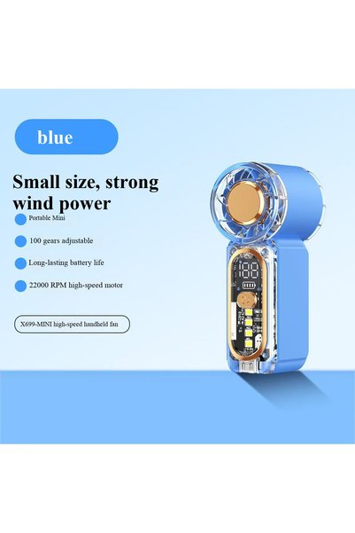 choice2 مروحة يدوية صغيرة عالية السرعة تعمل بالشحن عبر USB باللون الأزرق، محم...