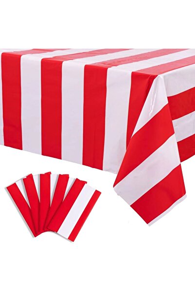 Choice 3pcs red 3 Packs Red and White Horizontal Striped Tablecloth 54 x 108 ...