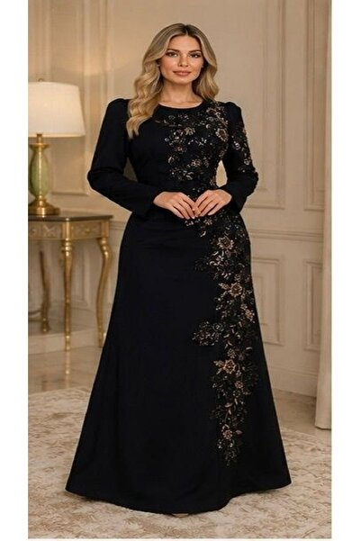 leen fashion فستان اسود سهرة مقاسات جامبو