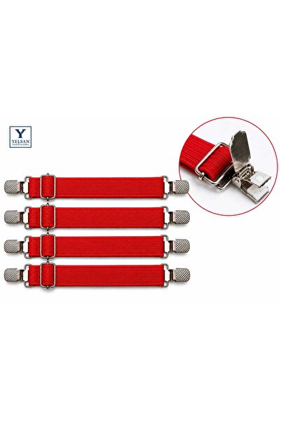 4 lü çarşaf tutucu, sabitleyici lastik. Metal klips ve ayar tokası.