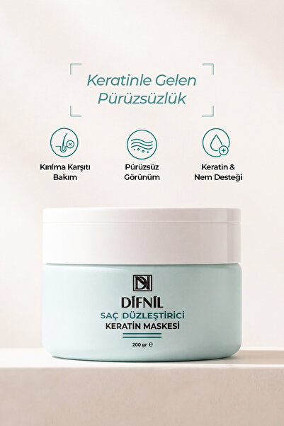 DİFNİL Saç Düzleştirici Keratin Maskesi | Pürüzsüzleştirici ve Onarıcı Saç Ba...