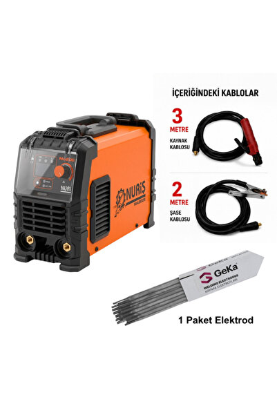 NURİŞ MA200E İnverter Kaynak Makinesi 200A + 1 Paket 2.5mm Geka Elit Elektrot