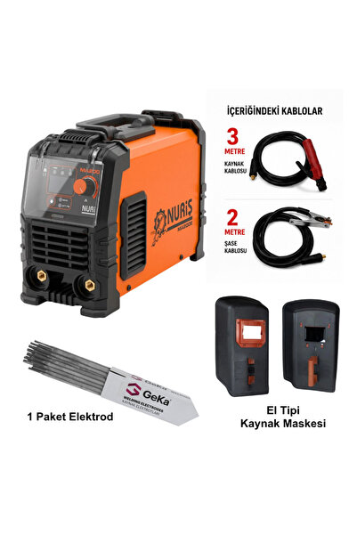 NURİŞ MA200E İnverter Kaynak Makinesi + Kaynak Maskesi + 100Lü Elektrod