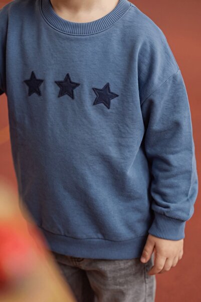 Cigit İnce Mevsimlik Sweatshirt 1-7 Yaş İndigo Mavi