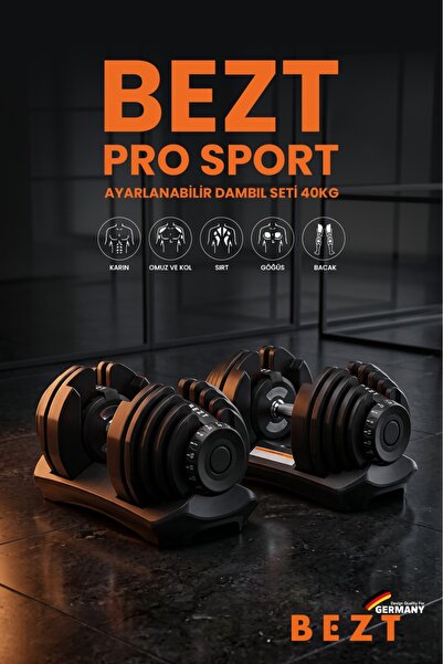 Bezt 2 li Pro Sports Ayarlanabilir Dambıl 40kg siyah