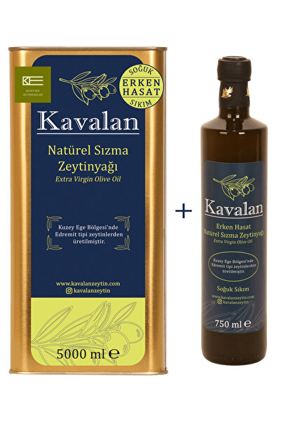 Kavalan 5 Lt + 750 ml Erken Hasat Soğuk Sıkım Natürel Sızma Zeytinyağı