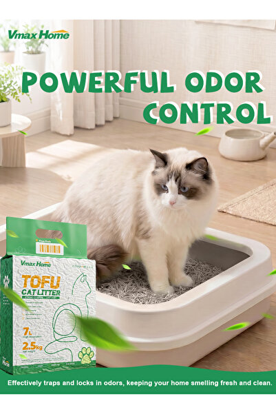 Vmax Home 7L, 2.5KG, Tofu Cat Litter Oud Wood Scent, Premium Clumping Cat Litter, Strong Odor Control, Low Dust, Flushable, Anti Tracking, Soft Pellets