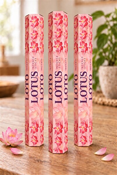 Lotus Kokulu Tütsü Seti | 3'lü 60 Adet Çubuk Tütsü | Kalıcı Oda Kokusu | Premium Aromatik Tütsü | Ev, Ofis, Yoga ve Meditasyon İçin