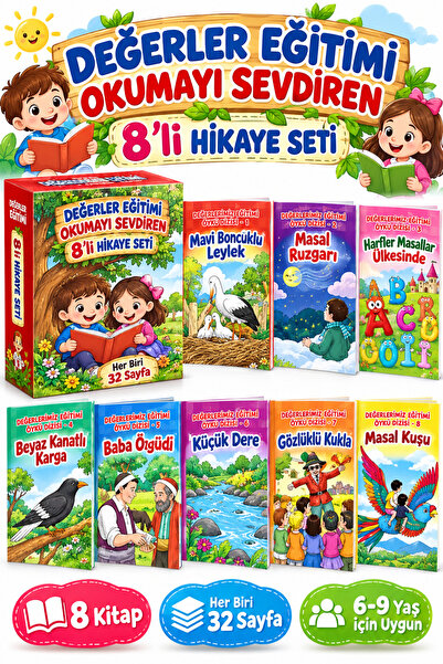 Ata Yayıncılık Değerler Eğitimi Okumayı Sevdiren 8'li Hikaye Seti Her Biri 32...