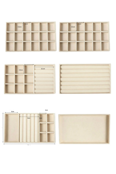 LONDON Birds Store Takı kutusu Şık kadife kaplamalı 6 lı çekmece içi takı set...