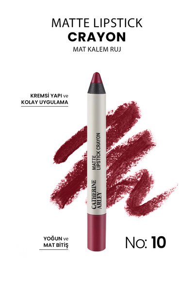 Catherine Arley MATTE CRAYON PENCIL ASANSÖRLÜ KALEM MAT RUJ NO 10