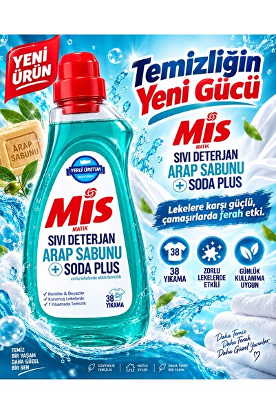 Mis Matik YENİ ÜRÜN ARAP SABUNU Ve SODA ETKİLİ Sıvı Çamaşır Deterjanı Sihirli...
