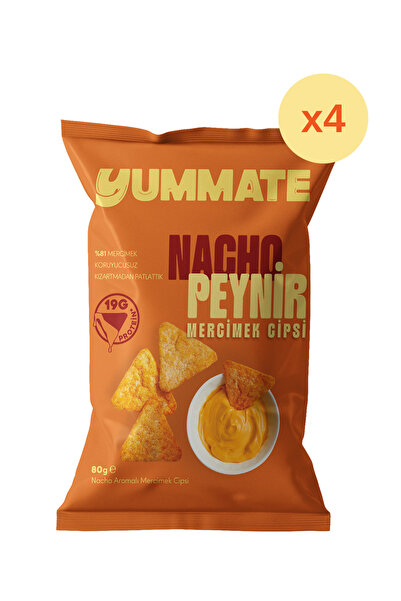 Yummate Nacho Peynir Mercimek Cipsi 80g x 4 adet