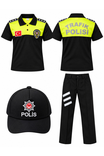 Lizsa Çocuk Polo Yaka Trafik Polis Kostümü Çocuk Polo Yaka Trafik Polis Kıyafeti