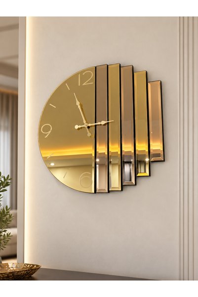Genel Markalar 50cm Ritmik Model Gold&Bronz Aynalı Duvar Saati ( Salon, oturm...