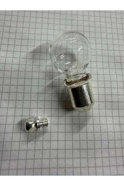 zerzembe Mini Cam Şişe Kolye Ucu Metal Kapaklı Boş Mini Dilek Şişesi Kolye Uc...