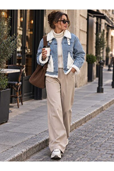 Noa&Noa Plush Detailed Pocketed Denim Jacket