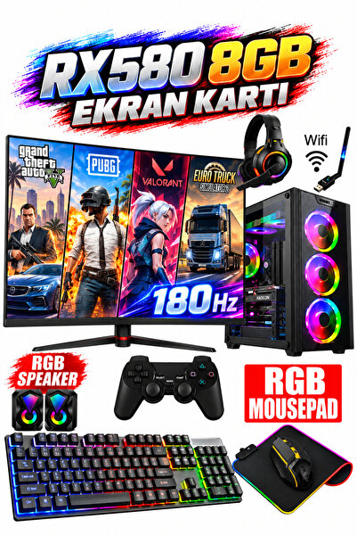 Dmc N230 (PUBG,GTA 5) I5 3470,16GB RAM,500GB HDD,256GB SSD,RX580,24'' 180Hz O...