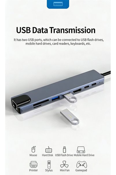 choice2 8-IN-1 USB C HUB Type C Splitter Thunderbolt 3 Docking Station Laptop...
