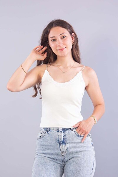 Mckanzie 25601 lace-trimmed tank top with spaghetti straps
