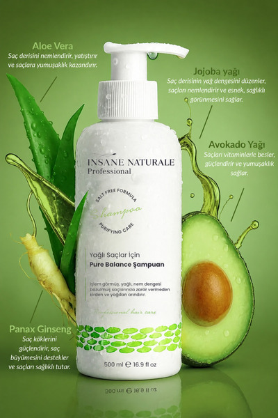 Insane Naturale Yağlı Saçlar İçin Arındırıcı ve Dengeleyici PURE BALANCE Şamp...