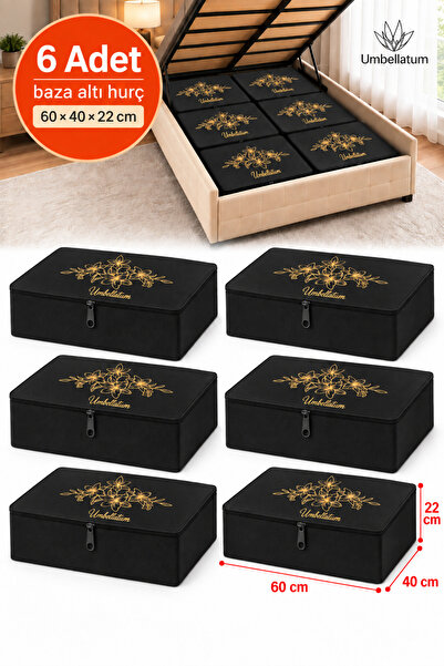umbellatum Storage Base Organizer Black 6 Pieces Set Black Color Large Size