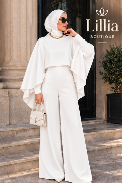 LiliaBoutique Kadın Premium Pelerinli Tesettür Tulum Takım