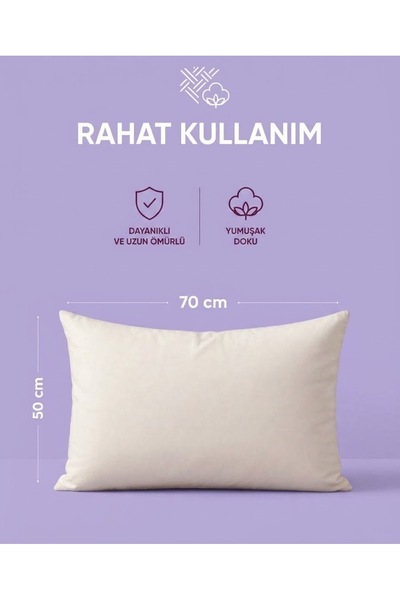 EVRİZON Pamuklu 50x70 Beyaz Fermuarlı Yastık Kılıfı | İç Astar | 2 Adet
