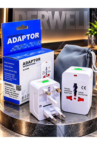 Derwell +150 Ülke Abd İngiltere Ab Dönüştürücü Uluslararası Fiş Adaptörü Düny...
