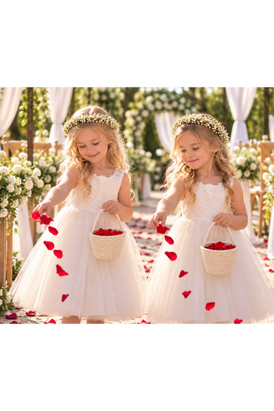 ÖRGÜM 2’li Düğün Çiçek Sepeti – Kına, Nişan, Söz ve Nikah İçin Gül Yaprağı Se...
