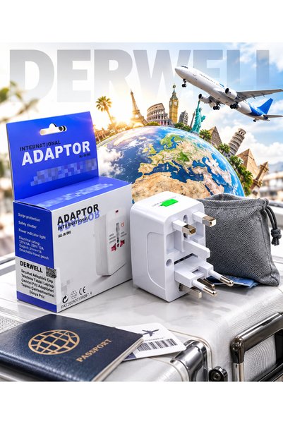 Derwell +150 Ülke Abd İngiltere Ab Dönüştürücü Uluslararası Fiş Adaptörü Dünya Seyahat AC Güç Şarj Adaptörü