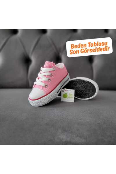 elma bebe Unisex Kız Erkek Bebe Çocuk Kısa Bağcıklı Kanvas Keten Sneaker Spor...