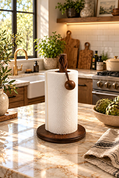Janset Acacia Paper Towel Holder, Bulk Paper Towel Holder
