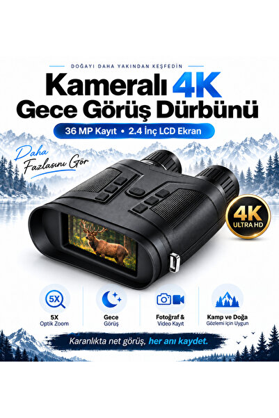 EN SİGA Kameralı 4K Gece Görüş Dürbünü 36 MP Kayıt 2.4 İnç LCD Ekran Dijital ...