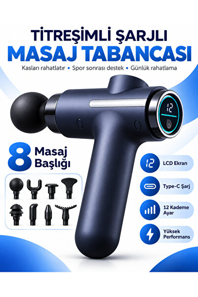 Mega Plus LCD Ekranlı 8 Başlık Titreşimli Şarjlı Sporcu Masaj Aleti Kas Rahat...