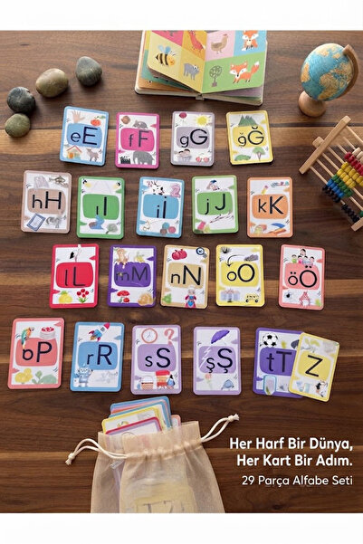 samsunlazer Wooden Educational Alphabet Cards with Pouch Gift - 29 Letters Vi...
